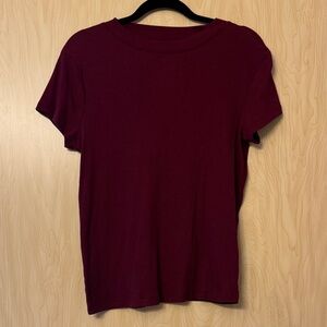 a new day | Women’s Rich Burgundy Short Sleeve Ribbed Tee | Size Large